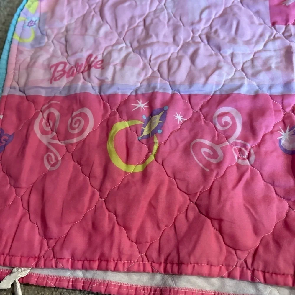 Vintage 1991 Dan River Pink Barbie Toddler Blanket Comforter Bedding 42x58
